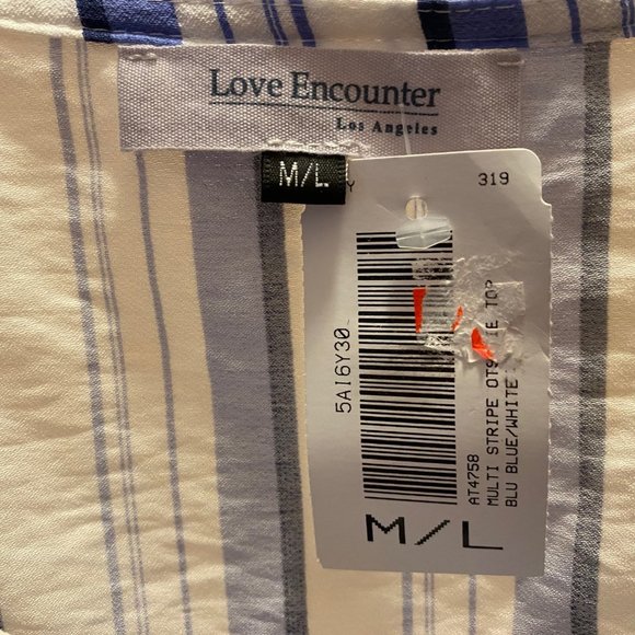 Blue/White Stripped Crop Top - Picture 3 of 3